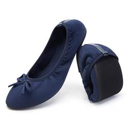 Greatonu Damen Geschlossene Ballerinas Flach Freizeit Tanzschuhe, Blau, 38 EU von Greatonu