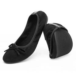 Greatonu Damen Geschlossene Ballerinas Flach Freizeit Tanzschuhe, Schwarz, 39 EU von Greatonu