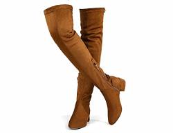 Greatonu Damen Overknee Stiefel Warme Winter Lange Stiefel mit seitlichem Reißverschluss Zurück Spitze Mode Oberschenkel Hohe Stiefel 1.77 inchs Camel EU 38 von Greatonu