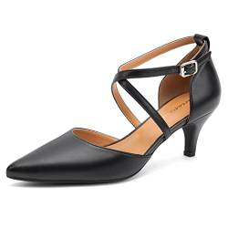 Greatonu Damen Pumps aus Veloursleder mit Kittenabsatz Pointed Toe Black-P Größe 40 von Greatonu