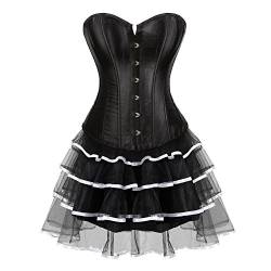 Grebrafan Burlesque Corsage Korsett mit Tütü Tüllrock Klassisches Korsage Kostüm Damen (EUR(44-46) 4XL, Weiß) von Grebrafan