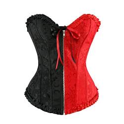 Grebrafan Corsage Damen Braut Party Vollbrust Taillen Korsett Schnürung Bustier mit G-String Gothic (EUR(38-40) XL, Rot Schwarz) von Grebrafan