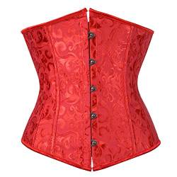 Grebrafan Corsage Karneval Korsett Unterbrust Clubwear Damen Korsagen (EUR(48-50) 6XL, Rot) von Grebrafan