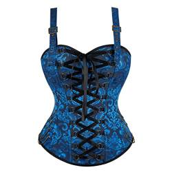 Grebrafan Corsage Top Damen Gothic Korsett Strapse Korsagen (EUR(34-36) M, Schwarz Blau) von Grebrafan