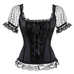 Grebrafan Damen Corsage Top Taillen Korsett Bustier Bluse (EUR(34-36) M, Schwarz) von Grebrafan