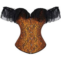 Grebrafan Damen Corsage mit Ärmel Korsett Top Gothic (EUR(44-46) 4XL, Gelb) von Grebrafan