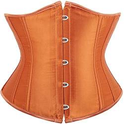 Grebrafan Damen Satin Unterbrust Taillen Corsage Korsett Große Größen (EUR(38-40) XL,Orange) von Grebrafan