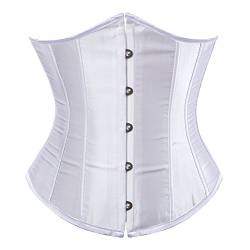 Grebrafan Damen Unterbrust Corsage Satin Shaper Korsett Grosse Grösse (EUR(32-34) S,Weiß) von Grebrafan