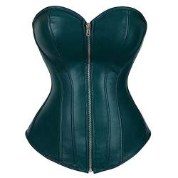 Grebrafan Exclusive Corsage Kunstleder Korsett Reißverschluss Bustier Große Größen (EUR(34-36) M, Dunkelgrün) von Grebrafan