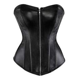 Grebrafan Exclusive Corsage Kunstleder Korsett Reißverschluss Bustier Große Größen (EUR(40-42) 2XL, Schwarz) von Grebrafan