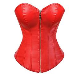 Grebrafan Exclusive Corsage Kunstleder Korsett Reißverschluss Bustier Große Größen (EUR(44-46) 4XL, Rot) von Grebrafan