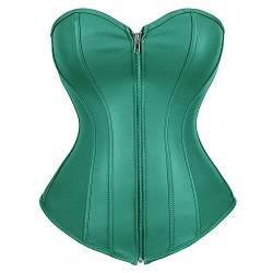 Grebrafan Exclusive Corsage Kunstleder Korsett Reißverschluss Bustier Große Größen (EUR(50-52) 7XL, Grün) von Grebrafan