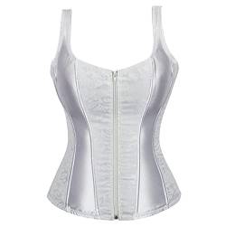 Grebrafan Korsett Strapse Corsage Clubwear Damen Korsagen Vollbrust (EUR(38-40) XL, Weiß) von Grebrafan