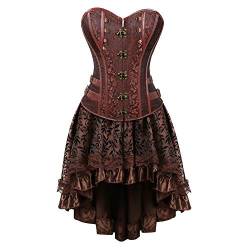 Grebrafan Steampunk Corsage Vintage Korsett mit Rock Tüll Tutu (EUR(36-38) L, Braun) von Grebrafan