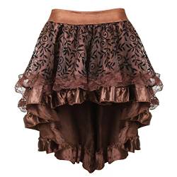 Grebrafan Steampunk Rock Damen Übergrößen Spitze Asymmetrische Tüll Tutu (EUR(48-50) 6XL, Braun) von Grebrafan