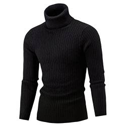 GreeSafety Herren Rollkragenpullover Strickpullover Basic Rollpullover Slim Fit Warm Pullover Zopfstrickpullover Langarm Casual Rippkragen von GreeSafety