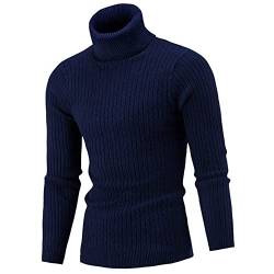 GreeSafety Herren Rollkragenpullover Strickpullover Basic Rollpullover Slim Fit Warm Pullover Zopfstrickpullover Langarm Casual Rippkragen von GreeSafety