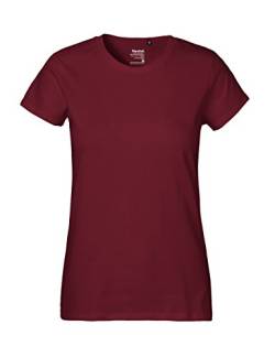 Green Cat- Ladies Classic T-Shirt, 100% Bio-Baumwolle. Fairtrade, Oeko-Tex und Ecolabel Zertifiziert, Textilfarbe: Bordeaux, Gr.: XL von Green Cat