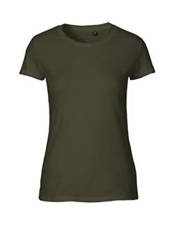 Green Cat Ladies Fitted T-Shirt, 100% Bio-Baumwolle. Fairtrade, Oeko-Tex und Ecolabel Zertifiziert, Textilfarbe: Oliv, Gr.: XL von Green Cat