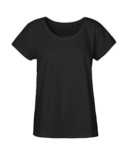 Green Cat Ladies Loose Fit T-Shirt, 100% Bio-Baumwolle. Fairtrade, Oeko-Tex und Ecolabel Zertifiziert, Textilfarbe: schwarz, Gr.: XS von Green Cat