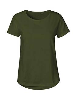 Green Cat Ladies Roll Up Sleeve T-Shirt, 100% Bio-Baumwolle. Fairtrade, Oeko-Tex und Ecolabel Zertifiziert, Textilfarbe: Oliv, Gr.: L von Green Cat