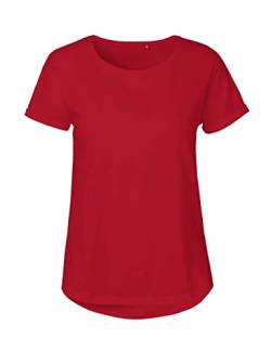 Green Cat Ladies Roll Up Sleeve T-Shirt, 100% Bio-Baumwolle. Fairtrade, Oeko-Tex und Ecolabel Zertifiziert, Textilfarbe: rot, Gr.: S von Green Cat