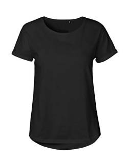 Green Cat Ladies Roll Up Sleeve T-Shirt, 100% Bio-Baumwolle. Fairtrade, Oeko-Tex und Ecolabel Zertifiziert, Textilfarbe: schwarz, Gr.: M von Green Cat