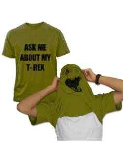 Ask ME About My T-REX Olivgrün Large T-Shirt von Green Turtle T-Shirts