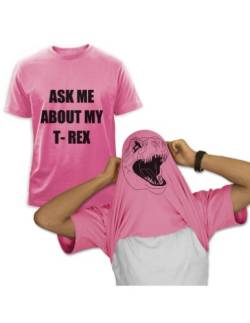 Ask ME About My T-REX Rosa Large T-Shirt von Green Turtle T-Shirts