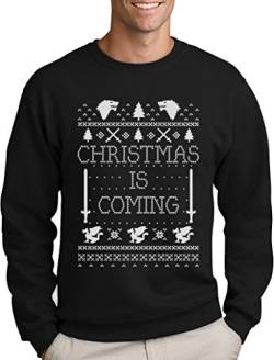 Green Turtle T-Shirts Christmas is Coming - Weihnachtspullover Männer für GOT Fans Sweatshirt Large Schwarz von Green Turtle T-Shirts