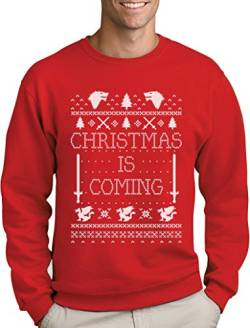 Green Turtle T-Shirts Christmas is Coming - Weihnachtspullover Männer für GOT Fans Sweatshirt X-Large Rot von Green Turtle T-Shirts
