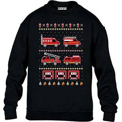 Green Turtle T-Shirts Kids Toller Feuerwehr Weihnachtspullover Kinder Pullover Sweatshirt M 140 Schwarz von Green Turtle T-Shirts