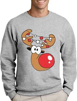 Green Turtle T-Shirts Lustiges Geschenk Rudolph Lichterkette Sweatshirt Large Grau von Green Turtle T-Shirts