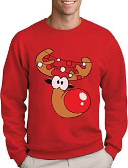 Green Turtle T-Shirts Lustiges Geschenk Rudolph Lichterkette Sweatshirt Large Rot von Green Turtle T-Shirts