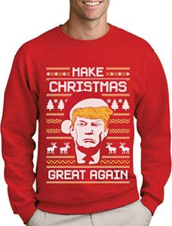 Green Turtle T-Shirts Make Christmas Great Again Trump Herren Ugly Christmas Sweater Sweatshirt Large Rot von Green Turtle T-Shirts