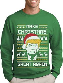 Green Turtle T-Shirts Make Christmas Great Again Trump Herren Ugly Christmas Sweater Sweatshirt Medium Grün von Green Turtle T-Shirts