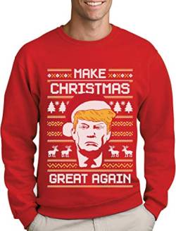 Green Turtle T-Shirts Make Christmas Great Again Trump Herren Ugly Christmas Sweater Sweatshirt Small Rot von Green Turtle T-Shirts