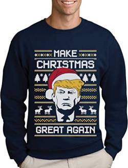 Green Turtle T-Shirts Make Christmas Great Again Trump Herren Ugly Christmas Sweater Sweatshirt X-Large Marineblau von Green Turtle T-Shirts