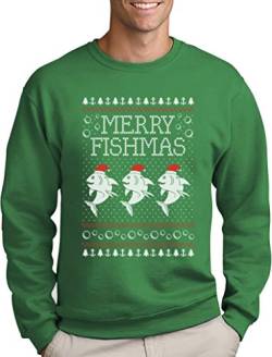 Green Turtle T-Shirts Merry Fishmas Hässlicher Weihnachtspullover Männer Angler Fisch Sweatshirt XX-Large Grün von Green Turtle T-Shirts