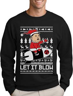 Green Turtle T-Shirts Nordkoreanische Weihnachten Männer Weihnachtspullover - Let It Blow Sweatshirt Large Schwarz von Green Turtle T-Shirts