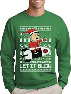 Green Turtle T-Shirts Nordkoreanische Weihnachten Männer Weihnachtspullover - Let It Blow Sweatshirt XX-Large Grün von Green Turtle T-Shirts