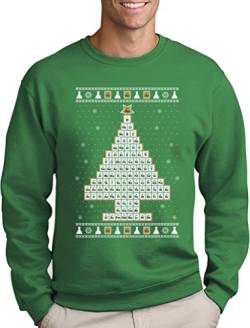 Green Turtle T-Shirts Periodensystem Weihnachtsbaum Ugly Christmas Weihnachtspullover Sweatshirt Medium Grün von Green Turtle T-Shirts
