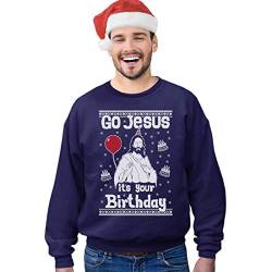 Green Turtle T-Shirts Ugly Christmas Sweater Go Jesus It's Your Birthday Sweatshirt Large Marineblau von Green Turtle T-Shirts