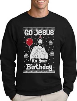 Green Turtle T-Shirts Ugly Christmas Sweater Go Jesus It's Your Birthday Sweatshirt Large Schwarz von Green Turtle T-Shirts