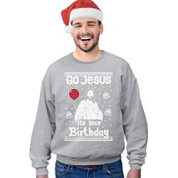 Green Turtle T-Shirts Ugly Christmas Sweater Go Jesus It's Your Birthday Sweatshirt Small Grau von Green Turtle T-Shirts