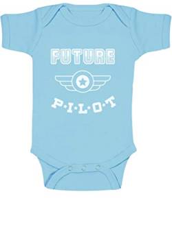 Green Turtle T-Shirts Zukünftiger Future Pilot - Geschenk für Piloten Baby Baby Strampler Body Kurzarm 3-6 Months Hellblau von Green Turtle T-Shirts