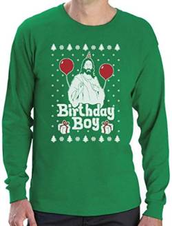 Jesus Christus Birthday Boy Witziges Weihnachten Design Langarm T-Shirt XX-Large Grün von Green Turtle T-Shirts
