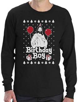 Jesus Christus Birthday Boy Witziges Weihnachten Design Langarm T-Shirt XX-Large Schwarz von Green Turtle T-Shirts
