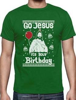 Ugly Christmas Sweater Go Jesus It's Your Birthday T-Shirt Medium Grün von Green Turtle T-Shirts