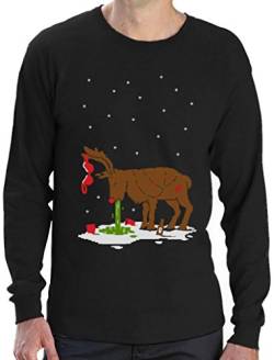 Witziges Ugly Sweater Geschenk Verkatertes Rentier Langarm T-Shirt Small Schwarz von Green Turtle T-Shirts